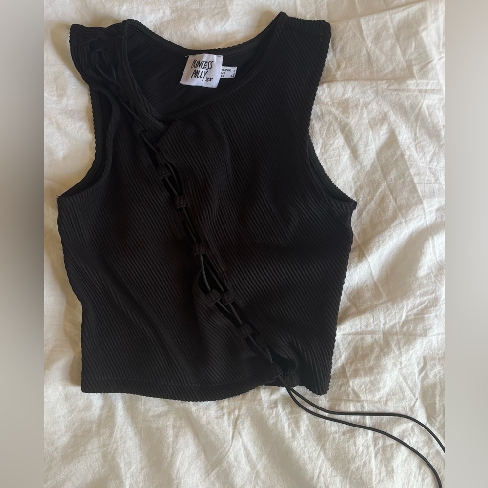 Princess Polly Black Lace-Up Crop Top